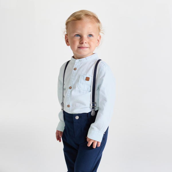 قميص أكسفورد أزرق فاتح للأولاد الصغار